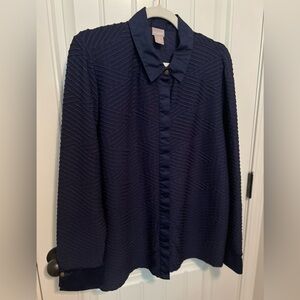 Chico's Midnight Blue Textured Shirt Jacket